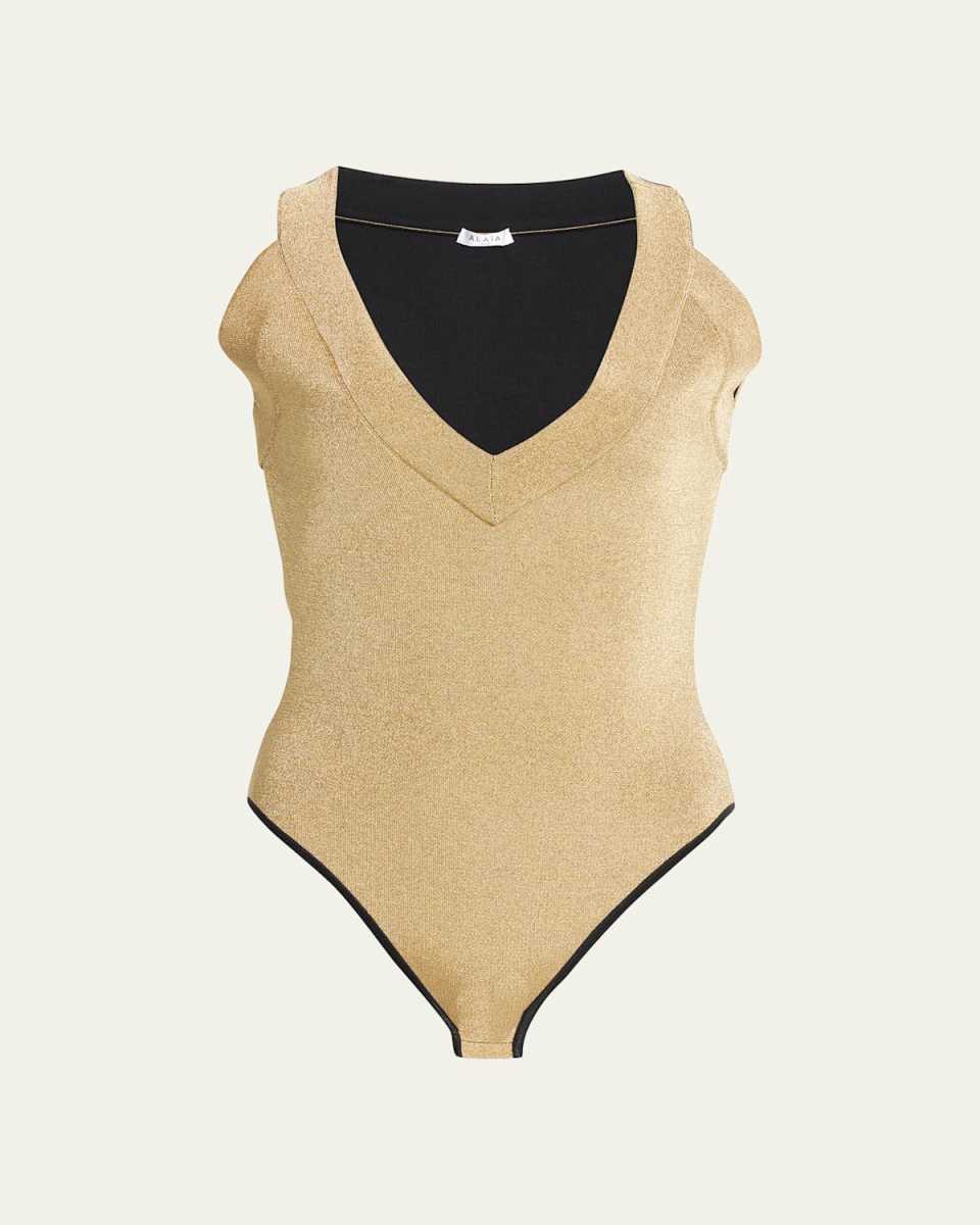 Metallic V-Neck Bodysuit